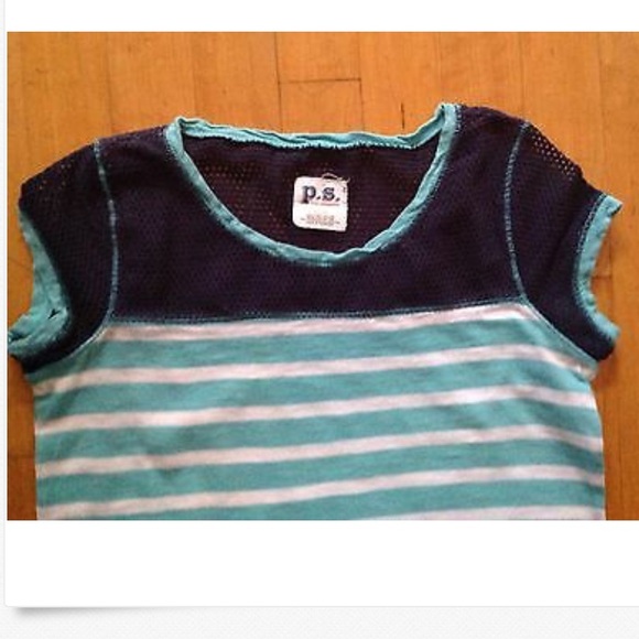 Aeropostale P.S. Girls Striped Blue Shirt Sz Large - Picture 4 of 8